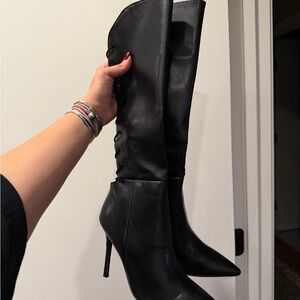 JustFab Sleek Black Heeled Boots